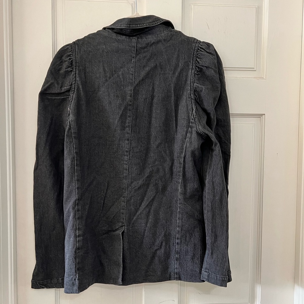 Black denim single button blazer - Picture 4 of 8